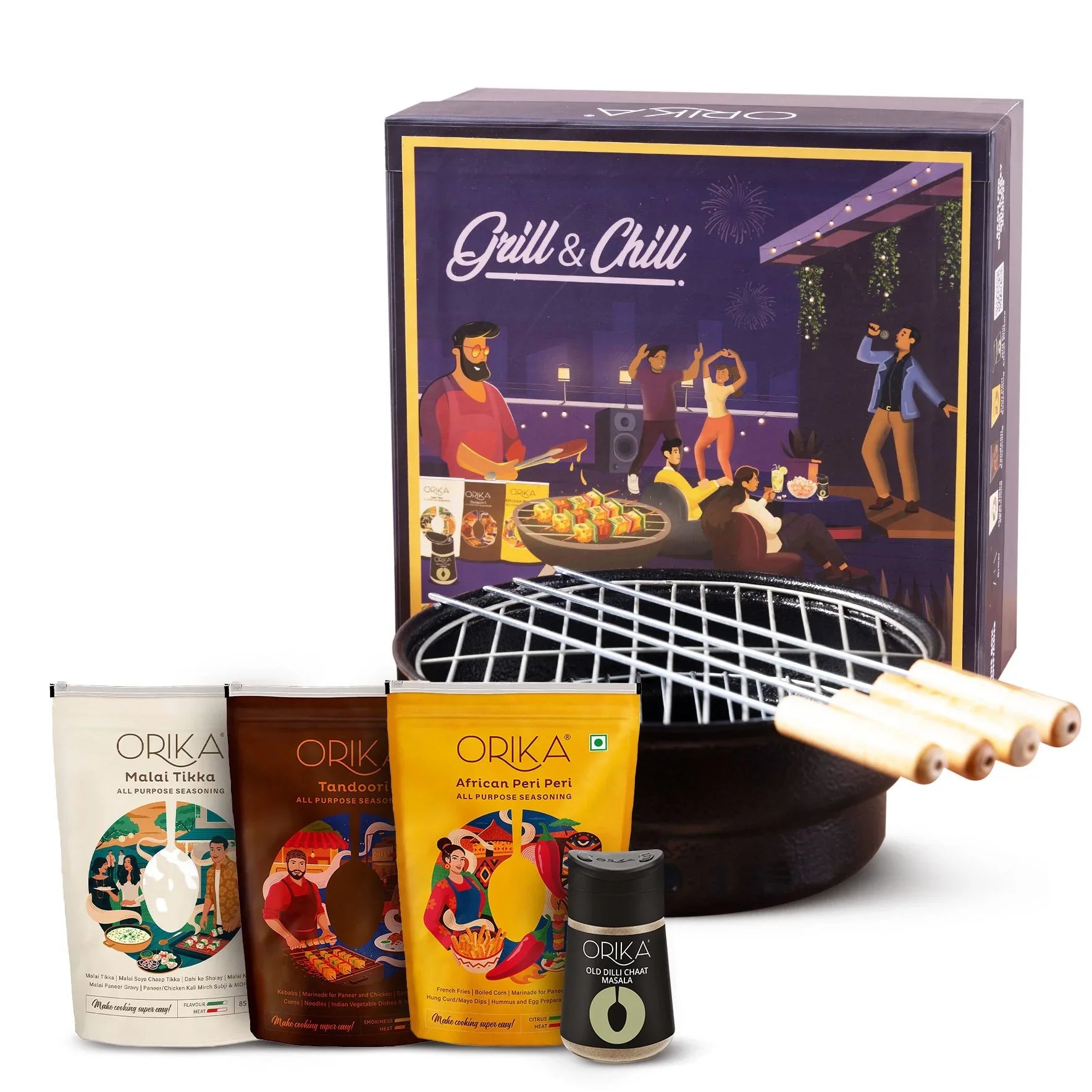 Orika Grill & Chill Portable Barbeque Griller Set with Seasonings/Marinades - Orika Spices India